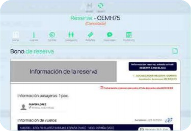 Pantalla del consolidador aéreo SiVuelas